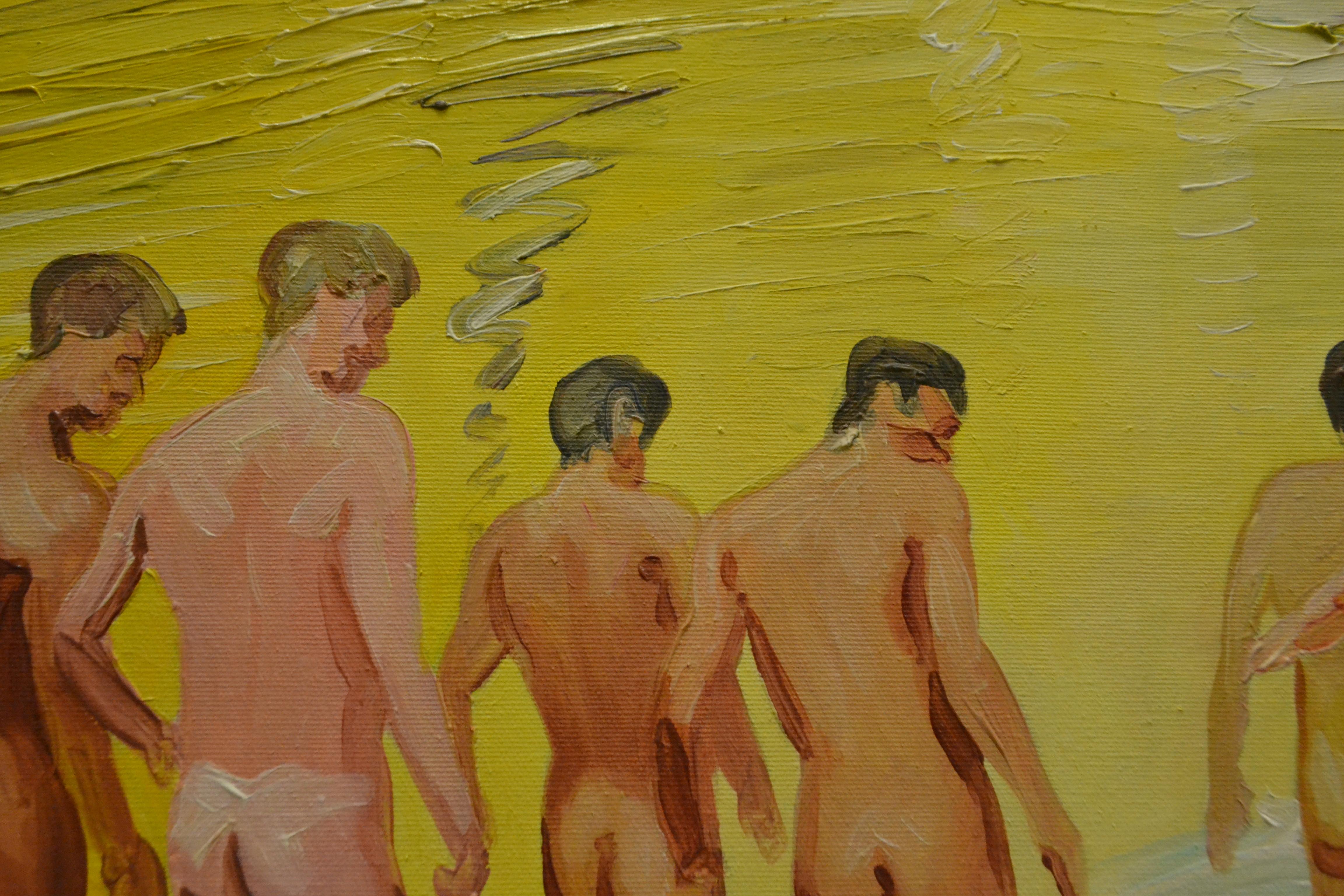 Summer 3 - Contemporary Expressive, Figurative Oil Painting, Male Nude Series For Sale 1