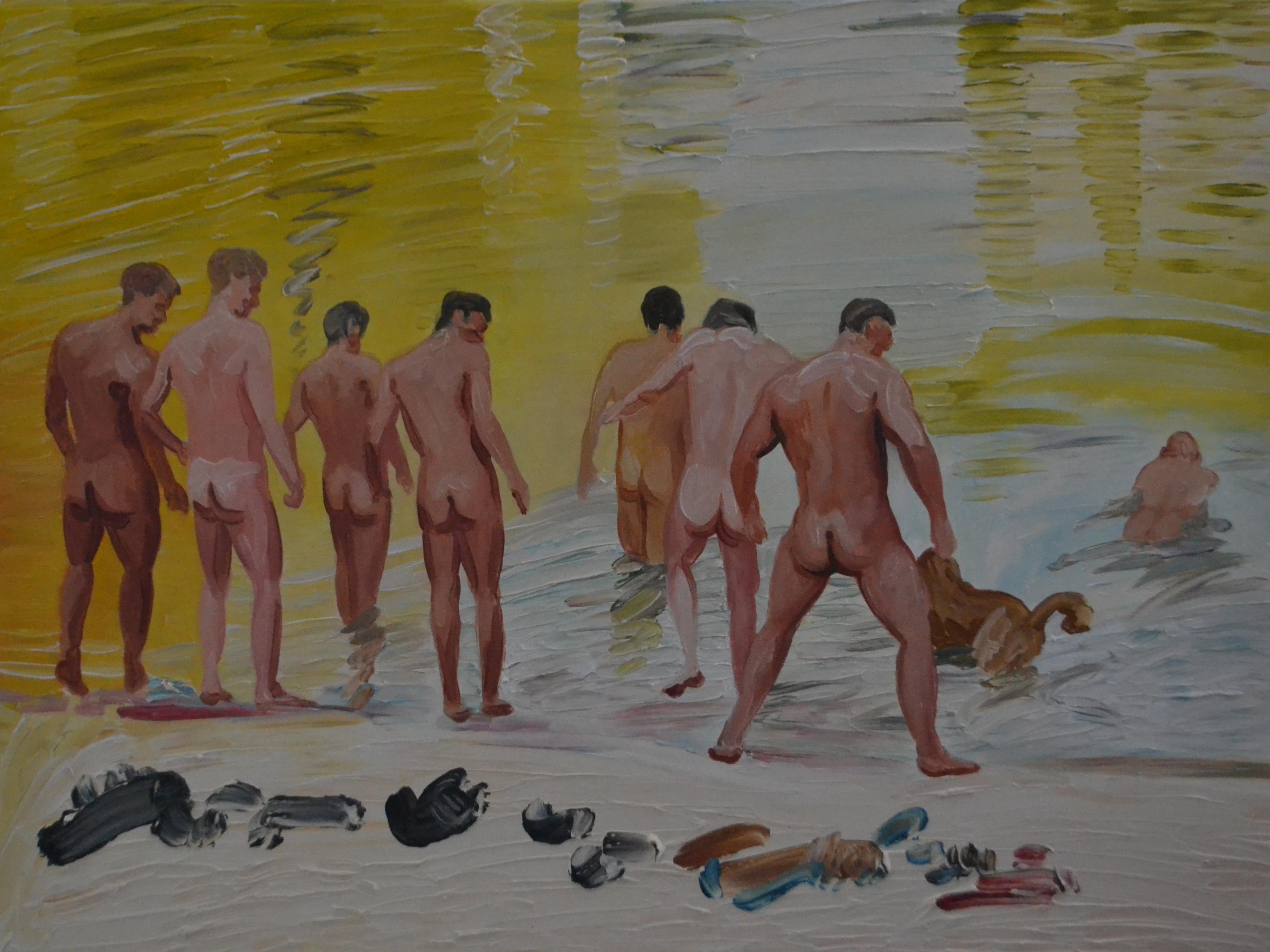 Summer 3 - Contemporary Expressive, Figurative Oil Painting, Male Nude Series