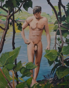 Summer 4 - Contemporary Expressive, Figurative Oil Painting, Male Nude Series