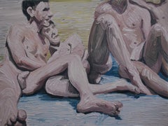 Été 8 - Peinture à l'huile contemporaine expressive et figurative, série sur le nu masculin