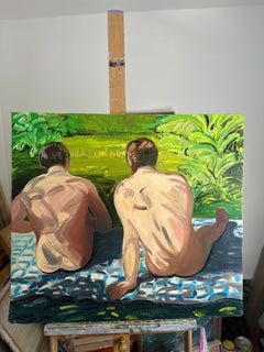 Summer - Contemporary Expressive, Figurative Oil Painting, Male Nude Series