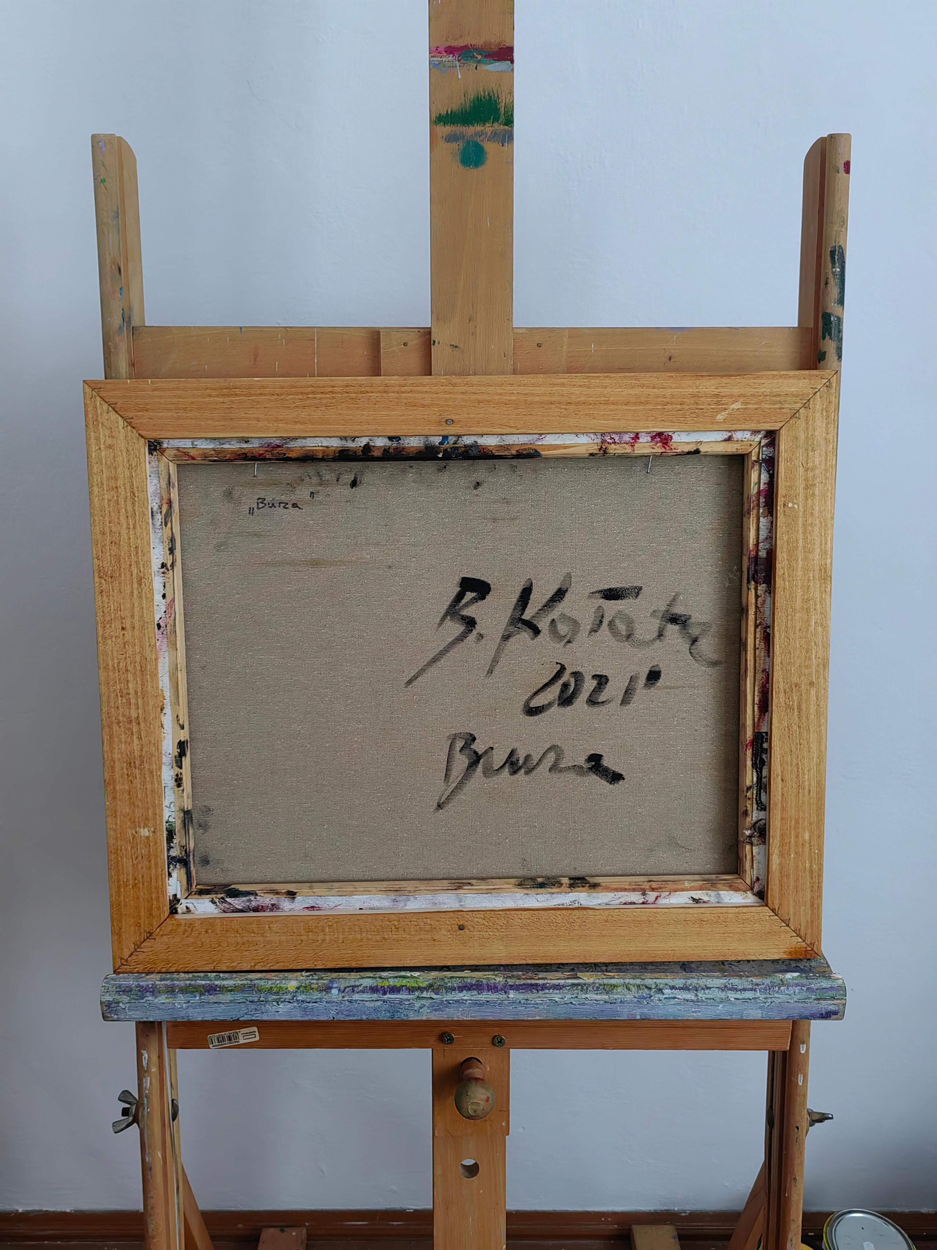 Tormenta eléctrica -  Pintura al óleo de naturaleza expresiva contemporánea en venta 2