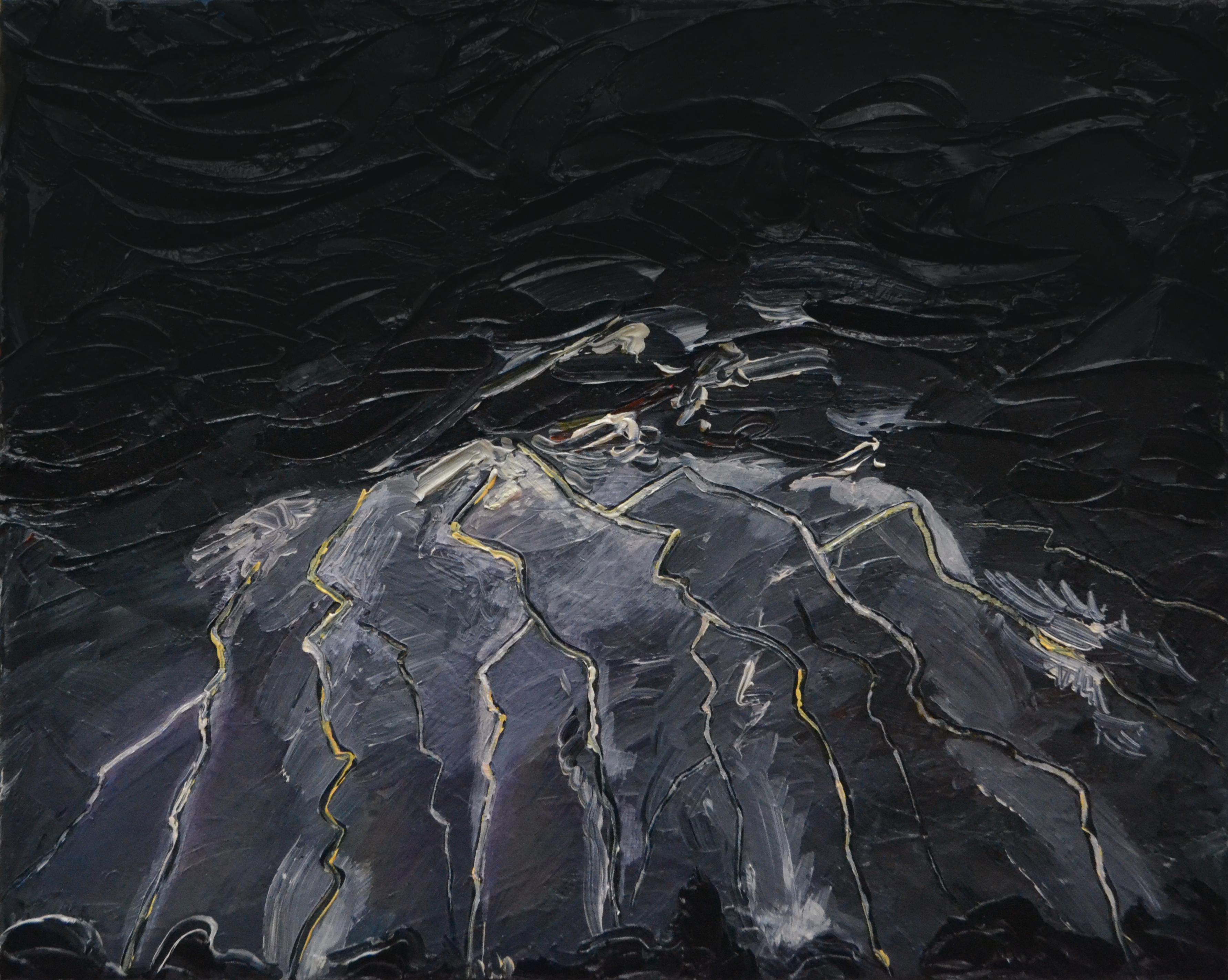 Figurative Painting de Bartosz Kolata - Tormenta eléctrica -  Pintura al óleo de naturaleza expresiva contemporánea