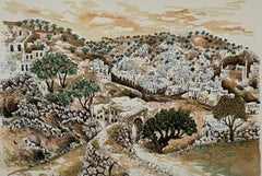 Baruch Nachshon Jerusalem or Hebron Hills Israel Judaica Lithograph Israeli Art