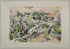 Baruch Nachshon Jerusalem or Hebron Hills Israel Judaica Lithograph Israeli Art