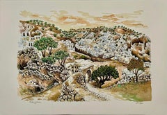 Baruch Nachshon Jerusalem or Hebron Hills Israel Judaica Lithograph Israeli Art