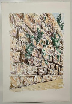 Baruch Nachshon Jérusalem Mur occidental Kotel Judaica Lithographie Art israélien