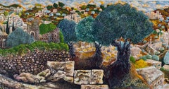 Hebron, Israeli Judaica Lithograph Chevron Landscape, Jerusalem Hills