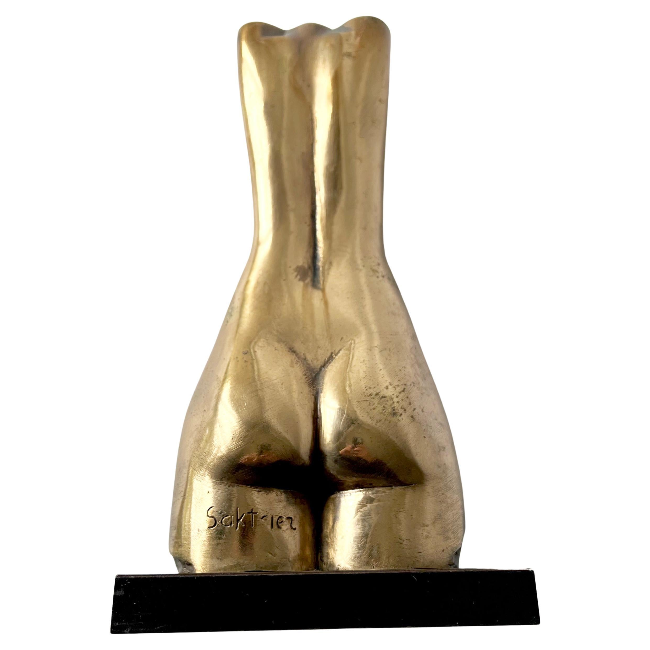 Bronze female torso by listed Russian Israeli sculptor, Baruch Saktsier. Sculpture measures 14