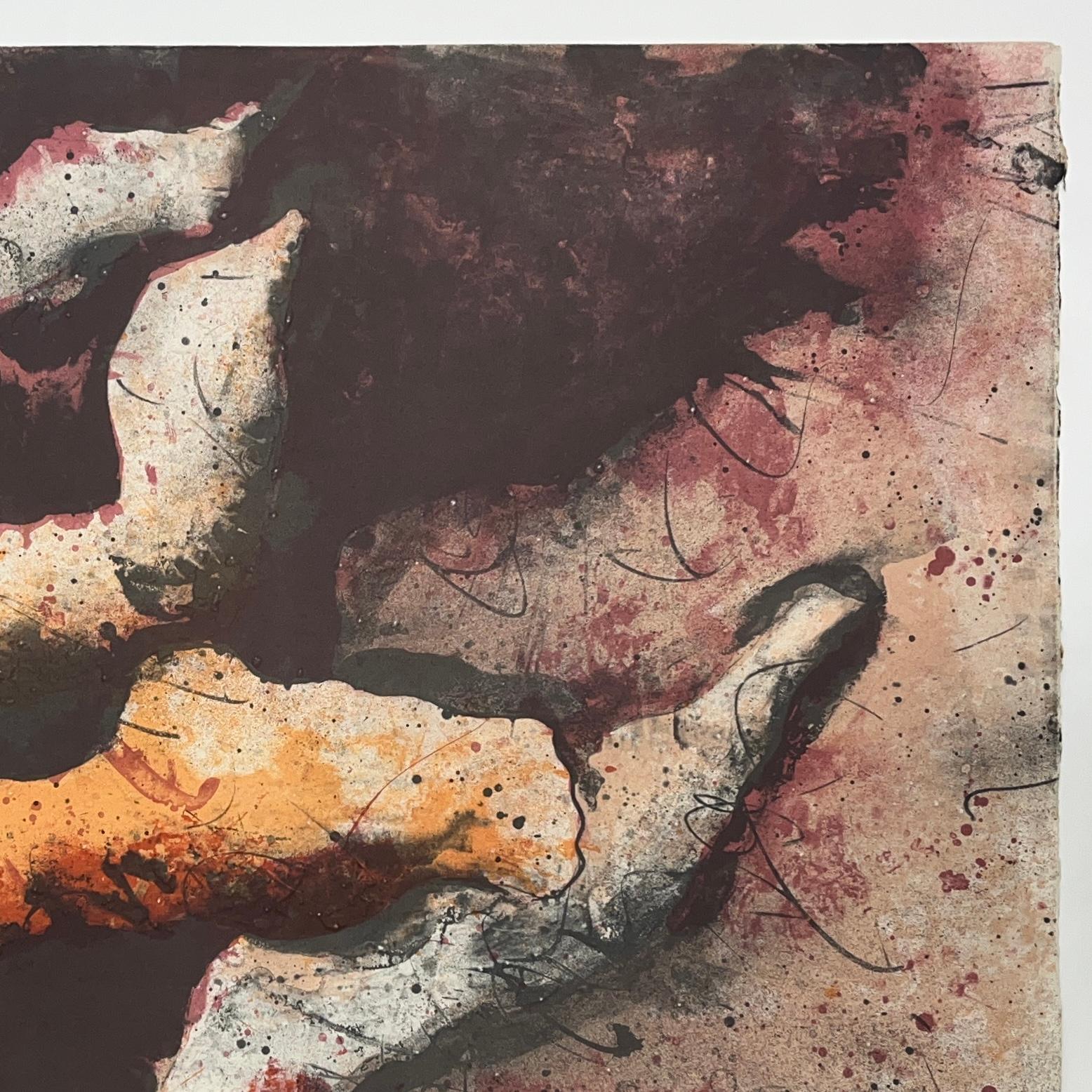 BARUJ SALINAS Cuban 1978 signed original A/P Artist Proof lithograph abstract n1 - Brown Abstract Print by Baruj Salinas