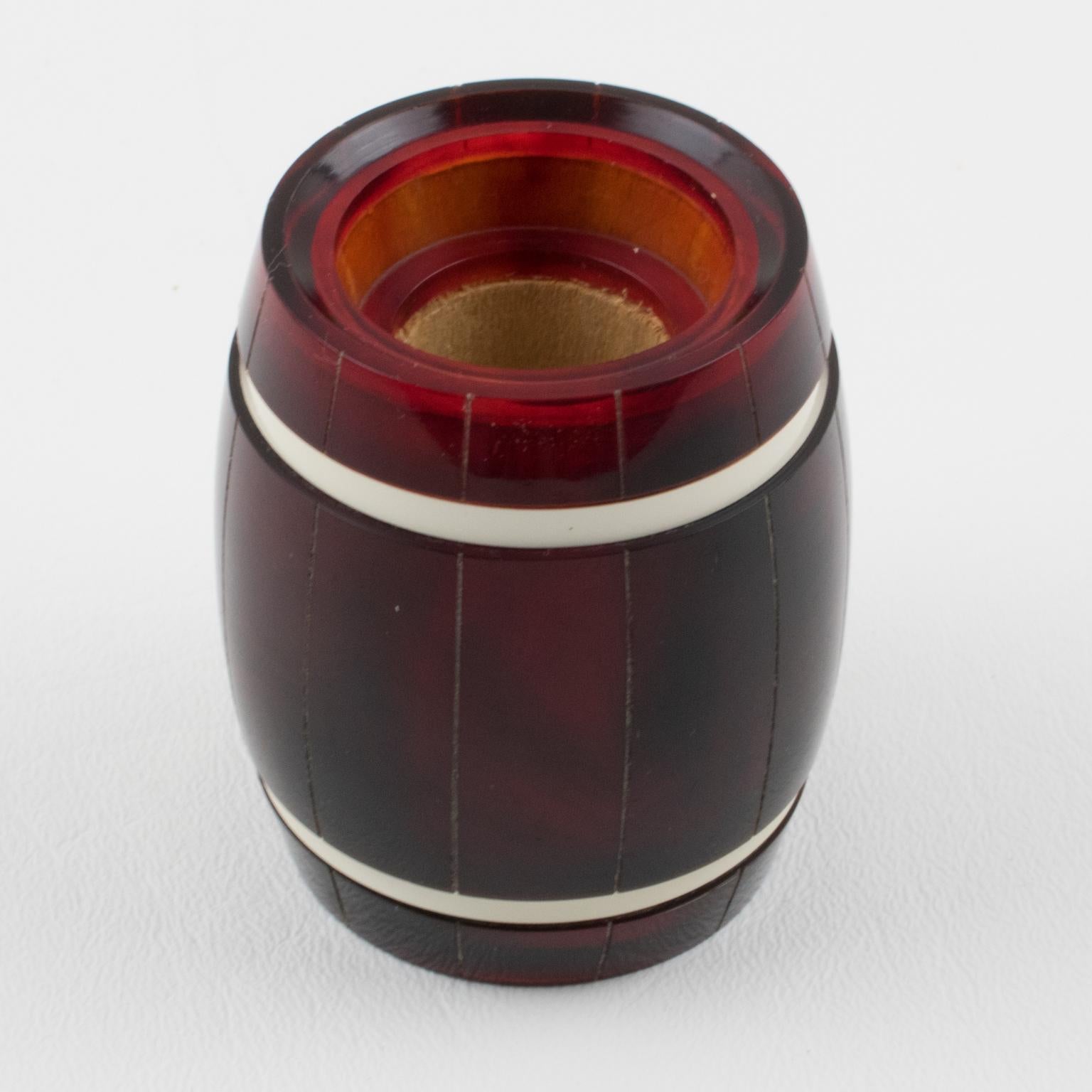 Barware Cocktail Tortoise Lucite Barrel and Multicolor Stirrers In Good Condition For Sale In Atlanta, GA