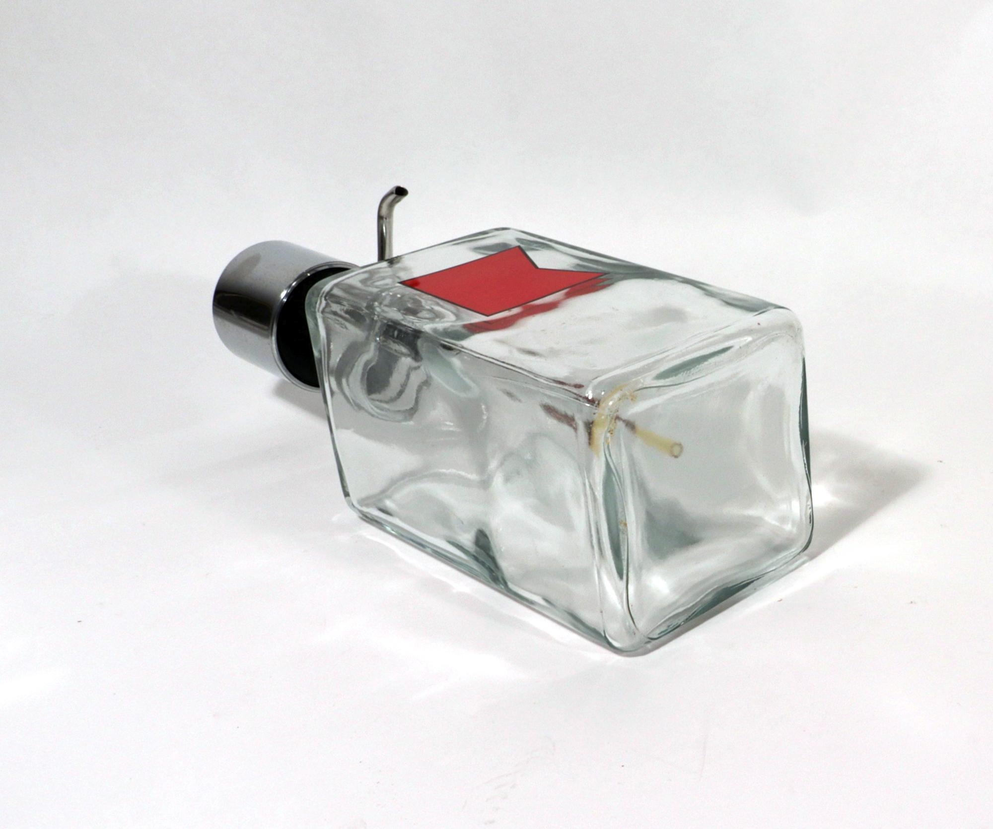 Barware Glass Liquor Dispenser Bottles on Lucite Base, Mid-Century Modern 4