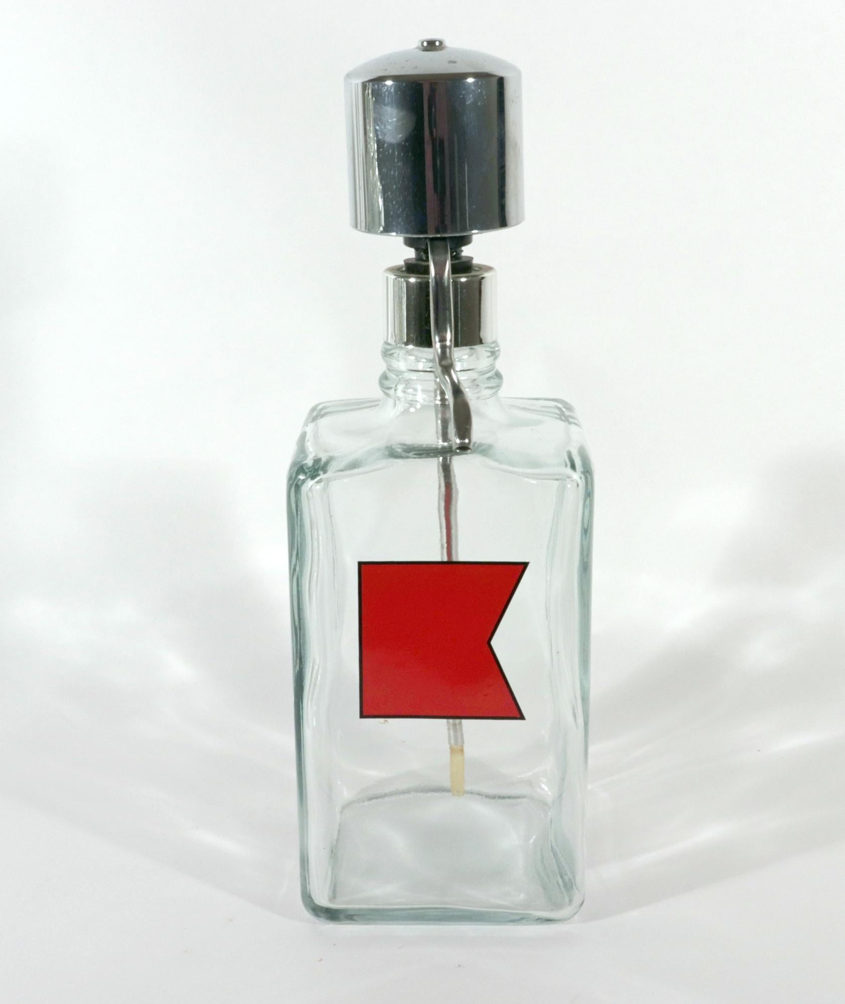 Barware Glass Liquor Dispenser Bottles on Lucite Base, Mid-Century Modern 5