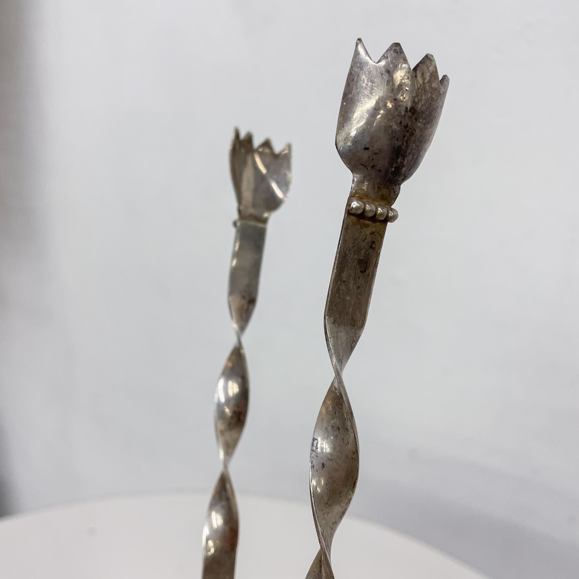 Mid-Century Modern Barware Sculptural Silverplated Ice Tongs Style William Spratling Taxco Mexico