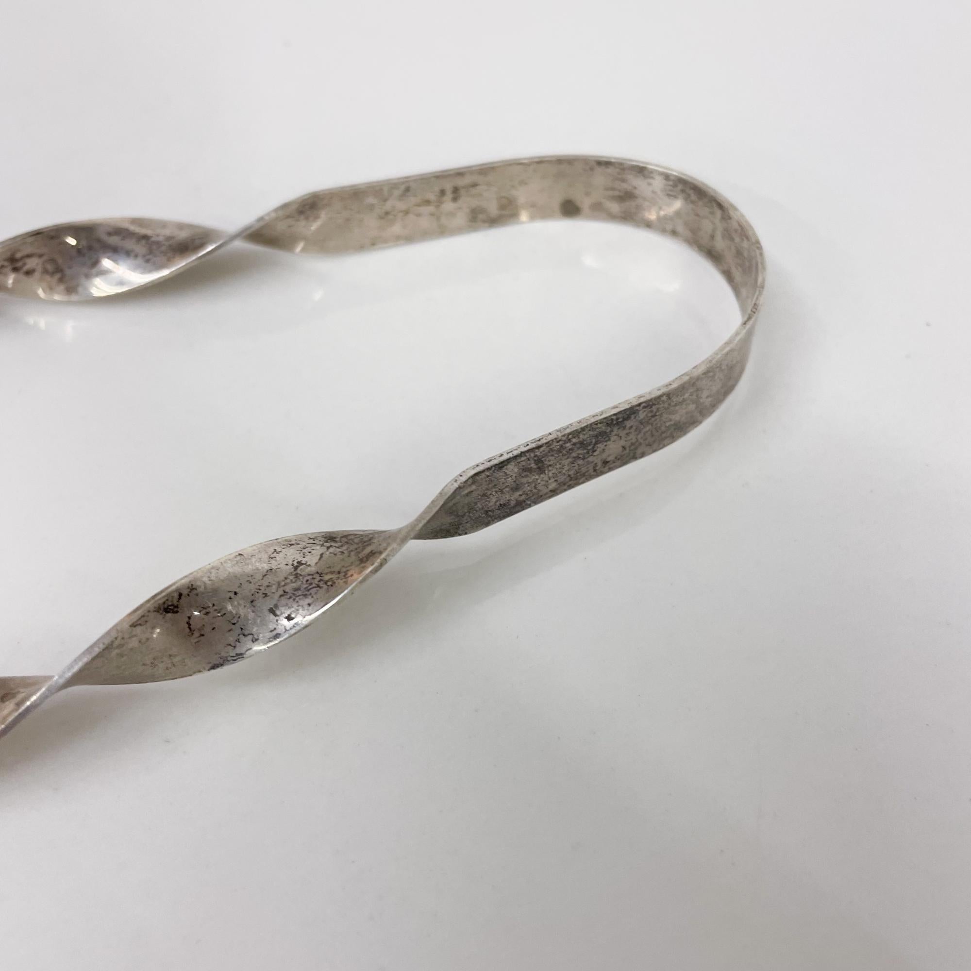 Mid-20th Century Barware Sculptural Silverplated Ice Tongs Style William Spratling Taxco Mexico