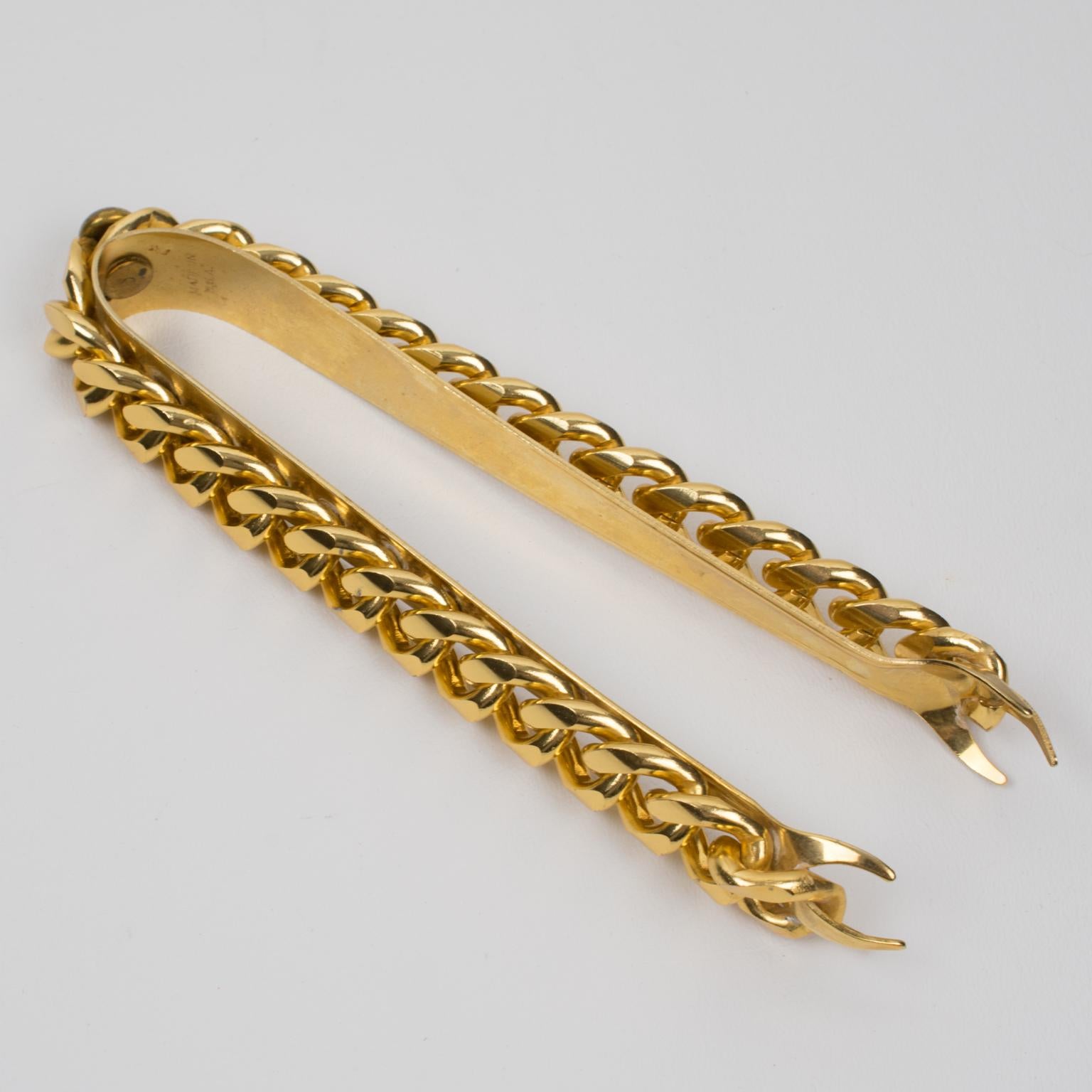 Ensemble de bar et huit verres à glace et verres à cocktail avec chaîne en aluminium doré en vente 10