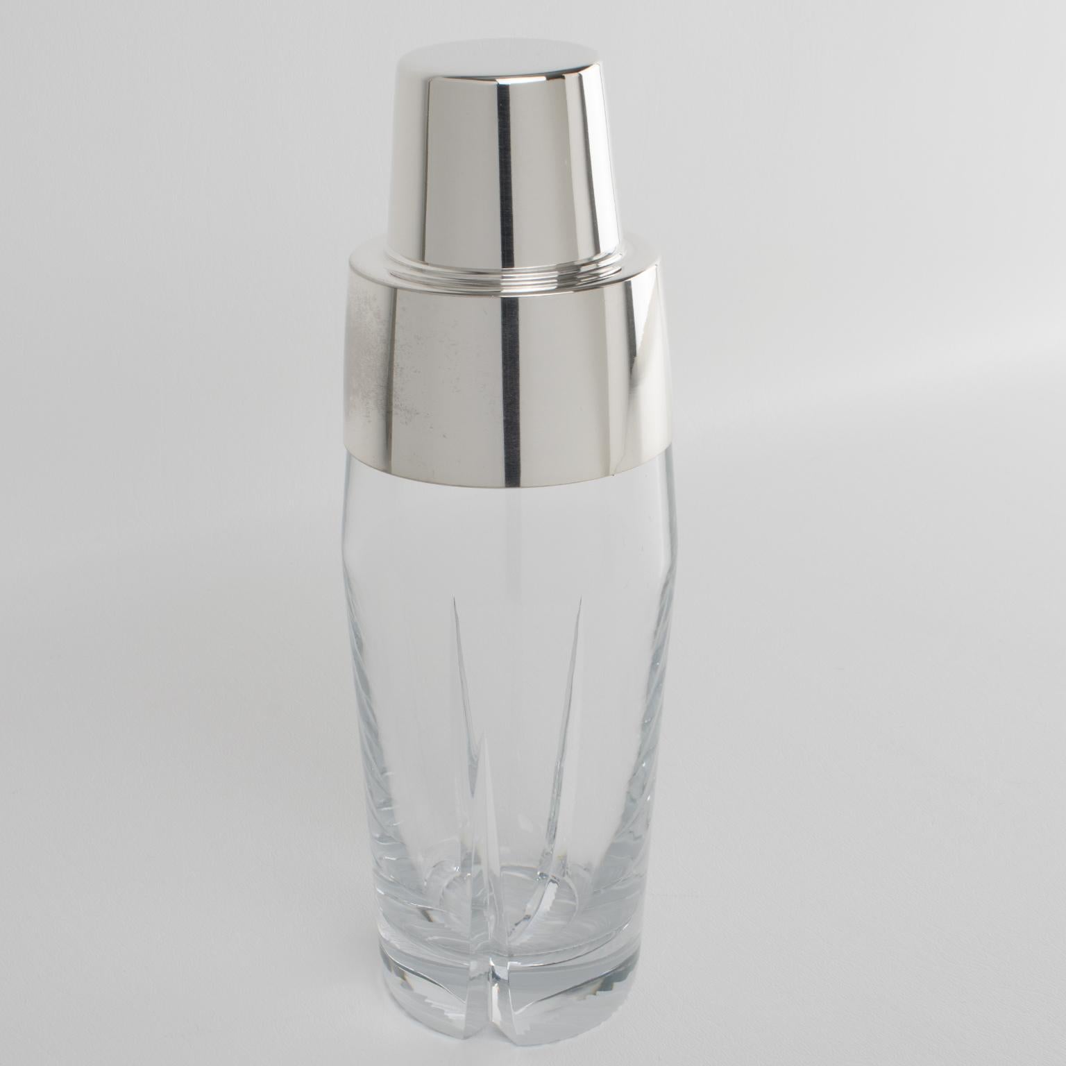 Cubertería Coctelera Martini Placa de Plata y Cristal Moderno en venta