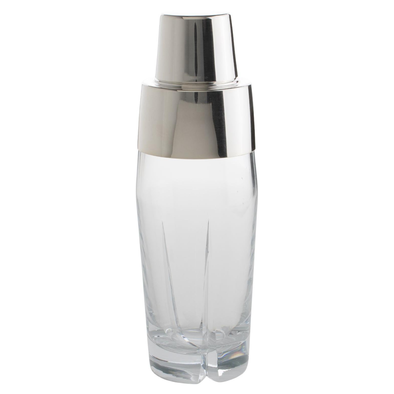 Barware Silver Plate and Crystal Martini Cocktail Shaker