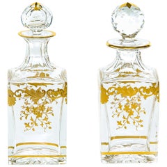 Barware / Tableware Crystal / Gold Pair Decanters