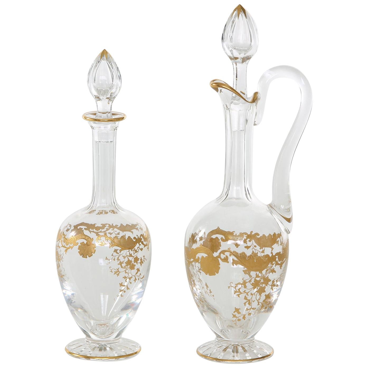 Barware / Tableware Crystal / Gold Pair Decanters at 1stDibs