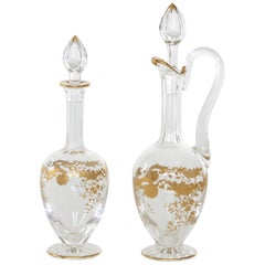 Vintage Barware / Tableware Crystal / Gold Pair Decanters