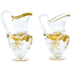 Retro Barware / Tableware Crystal / Gold Pair Pitchers