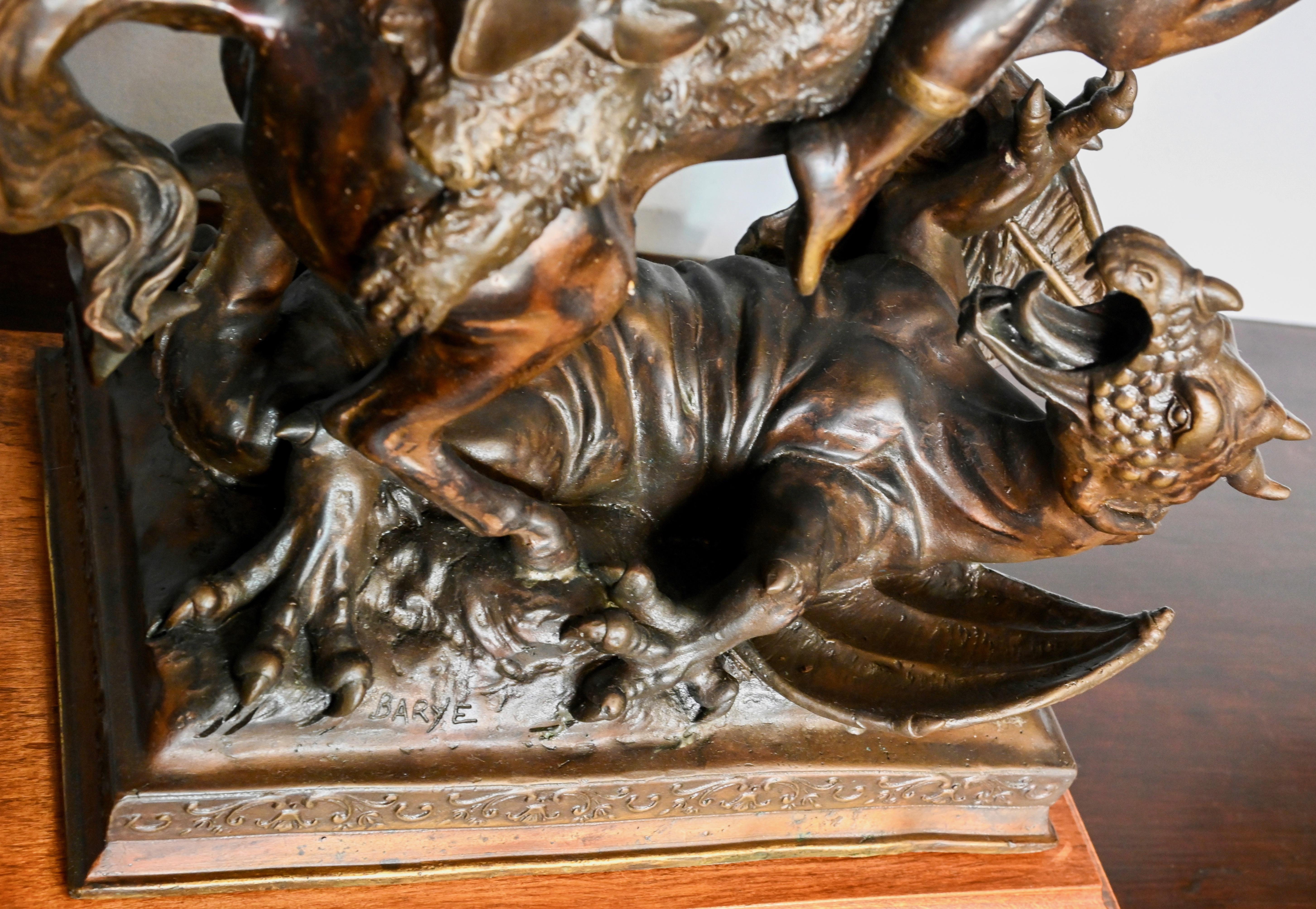 Barye Antoine-Louis Bronze of St. Michael Fighting the Dragon 5