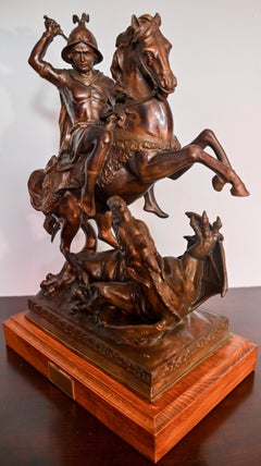 Barye Antoine-Louis Bronze of St. Michael Fighting the Dragon
