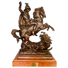 Barye Antoine-Louis Bronze de Saint Michel combattant le dragon