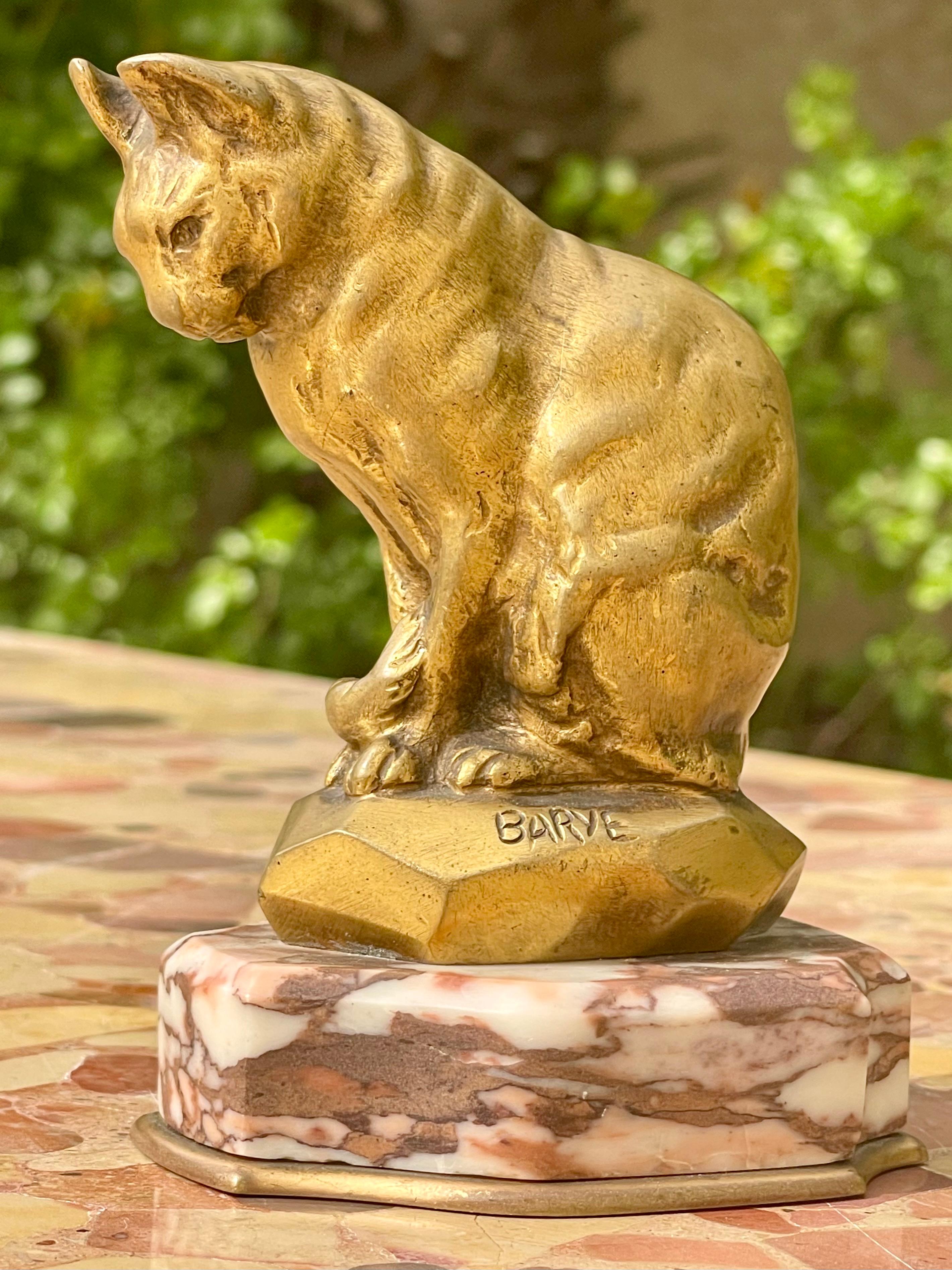 Barye - Bronze, Seated Cat Bon état - En vente à Beaune, FR
