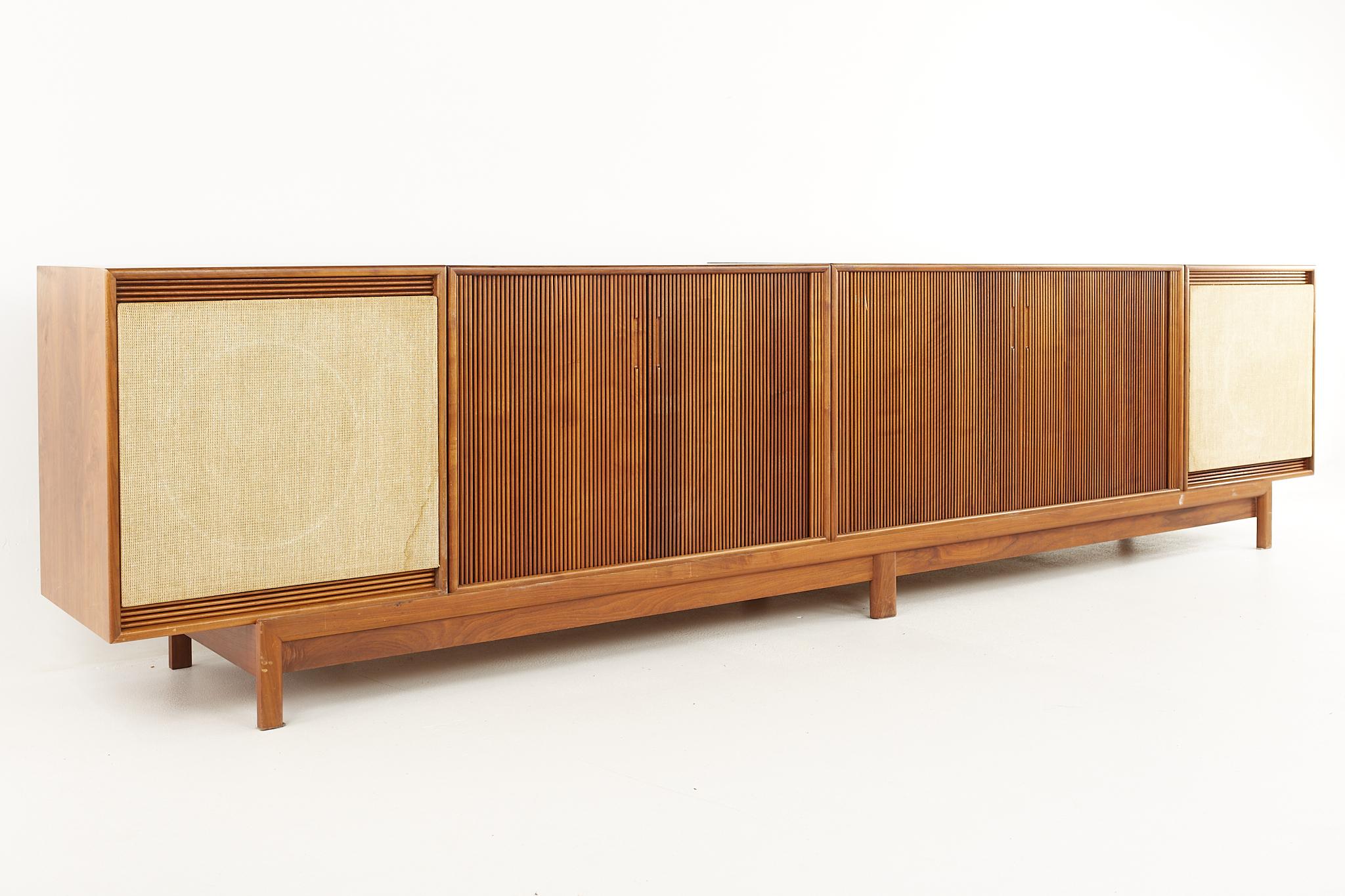 American Barzilay Mid Century Modular Tambour Door Stereo Console and Bar