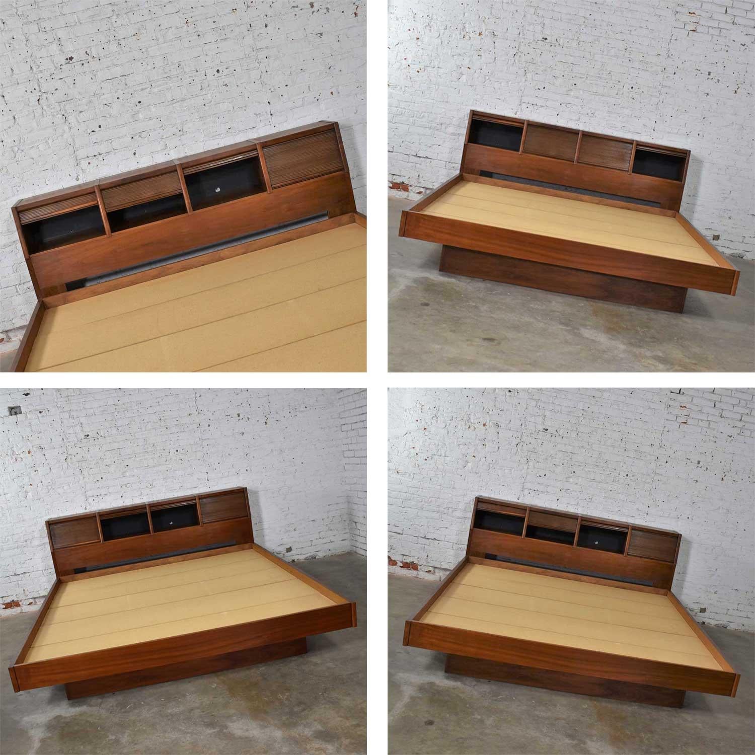 Barzilay Scandinavian Modern Style King Bookcase Platform Bed with Tambour Doors 2
