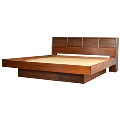 Used Barzilay Scandinavian Modern Style King Bookcase Platform Bed with Tambour Doors