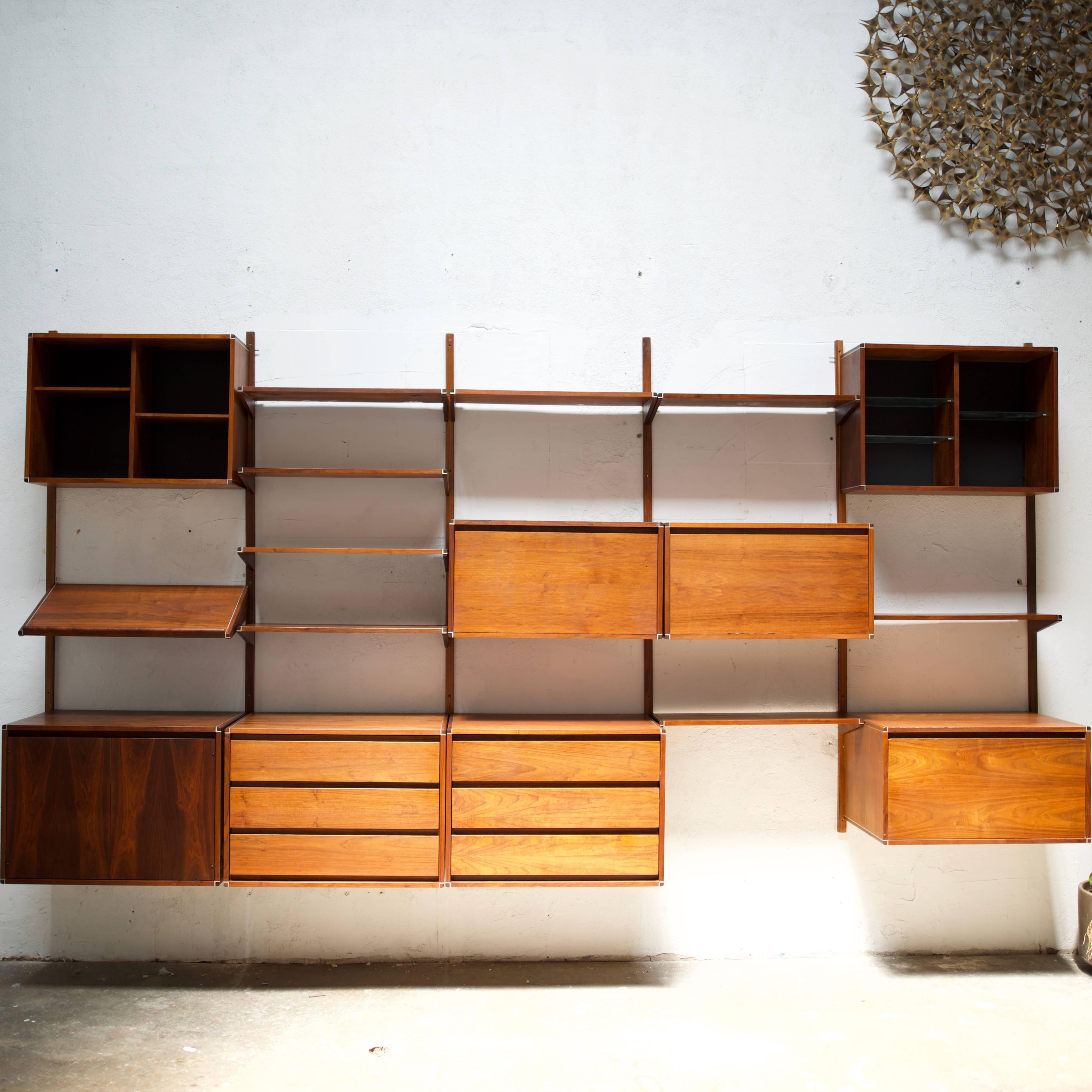 Barzilay Walnut Wall Unit In Excellent Condition In Los Angeles, CA