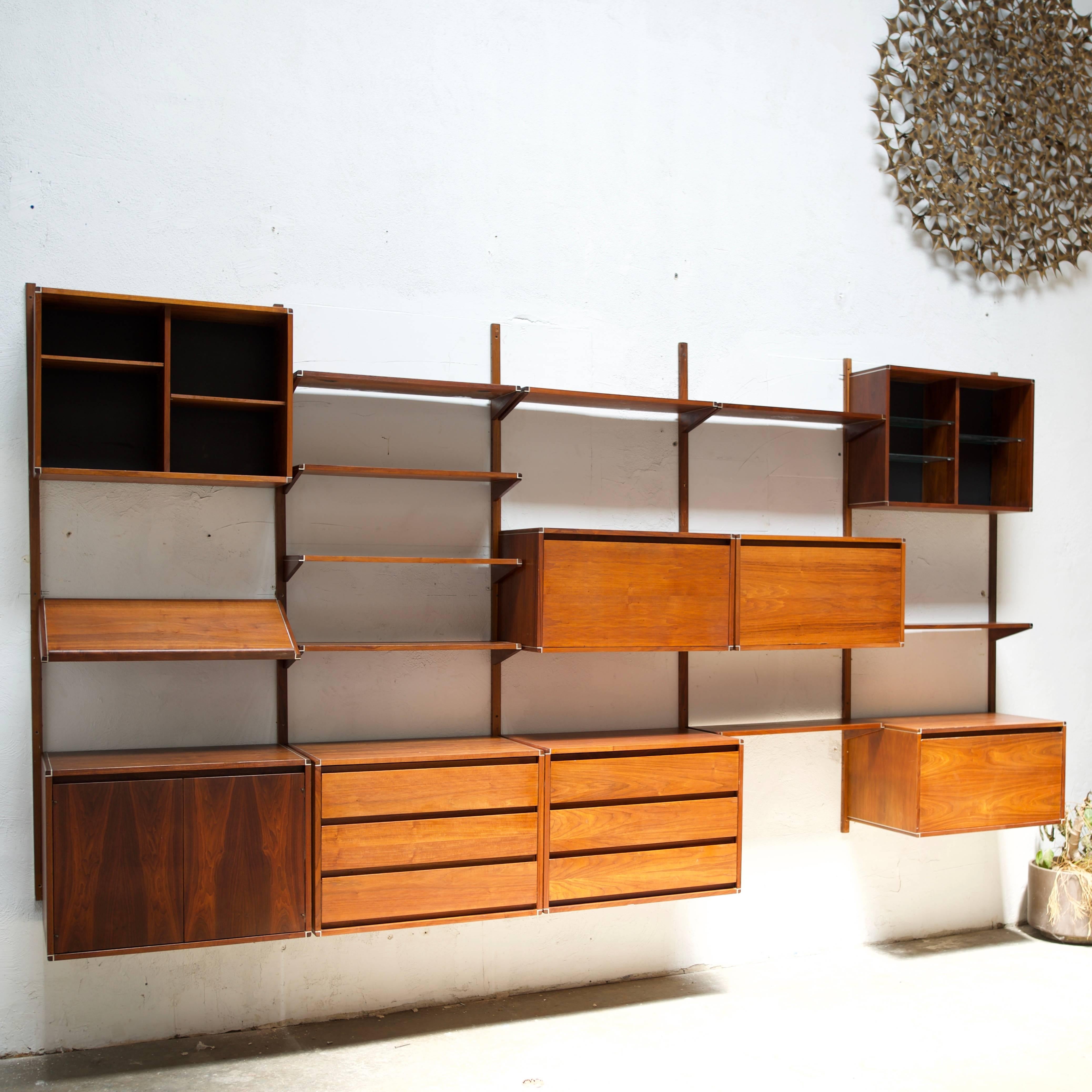 Barzilay Walnut Wall Unit In Good Condition In Los Angeles, CA