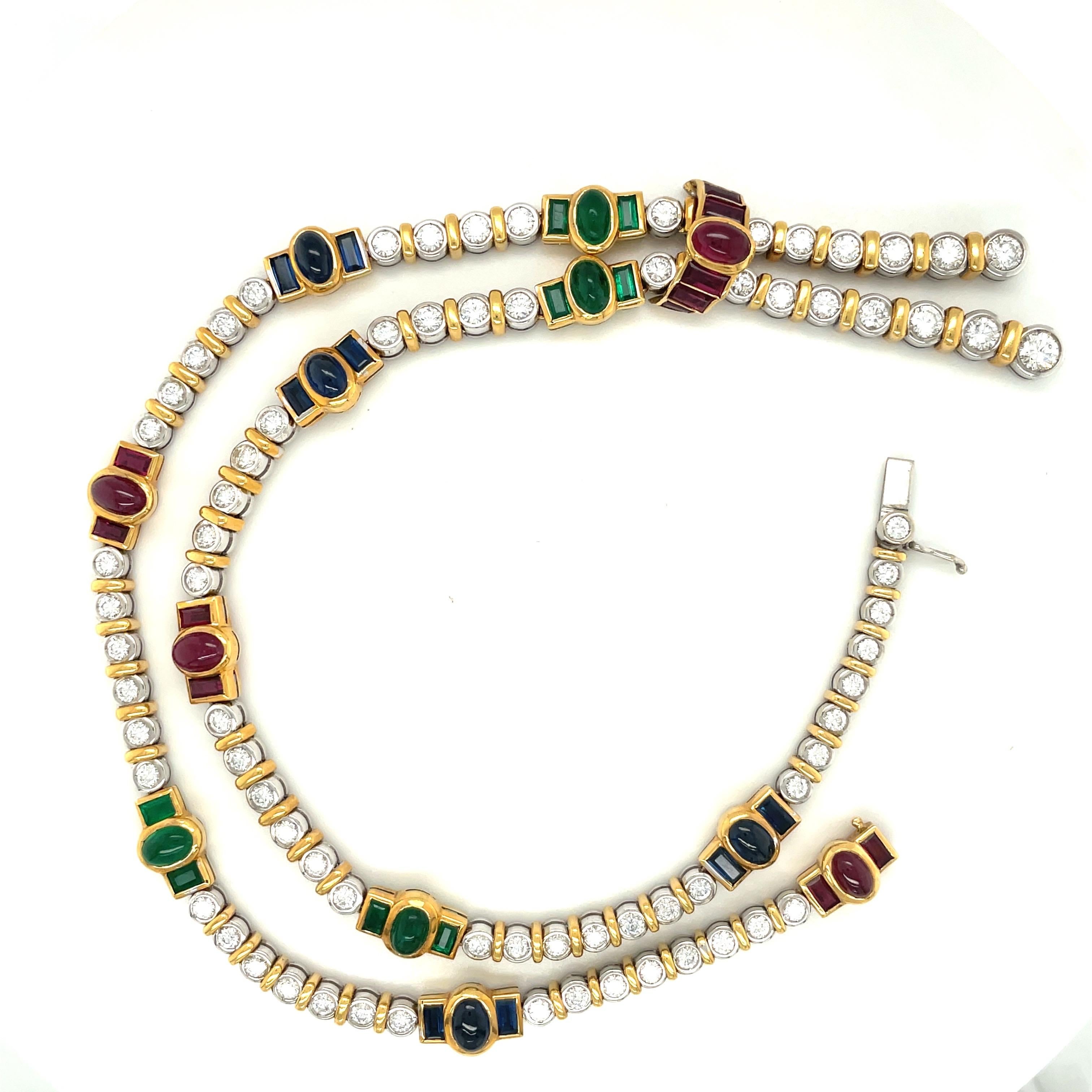 Barzizza 18kt WG/YG Diamond 5.13ct & Gem Stones 13.73 Ct Lariat Necklace For Sale 6