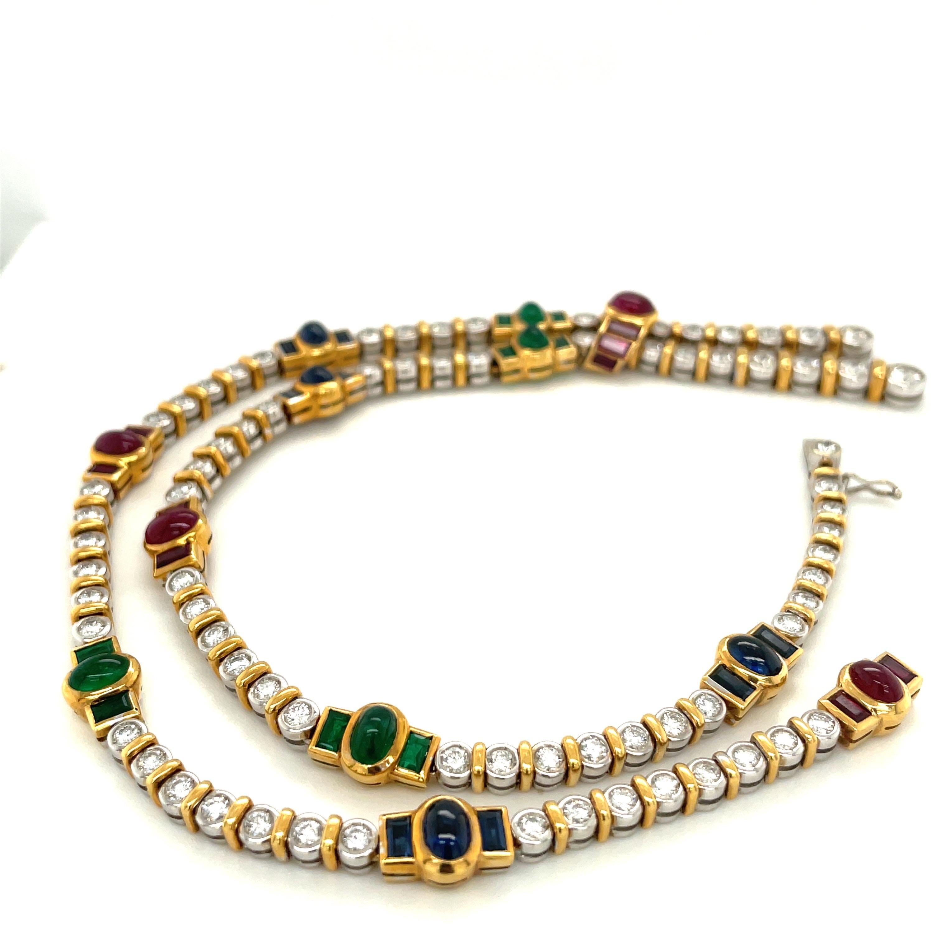 Women's or Men's Barzizza 18kt WG/YG Diamond 5.13ct & Gem Stones 13.73 Ct Lariat Necklace For Sale