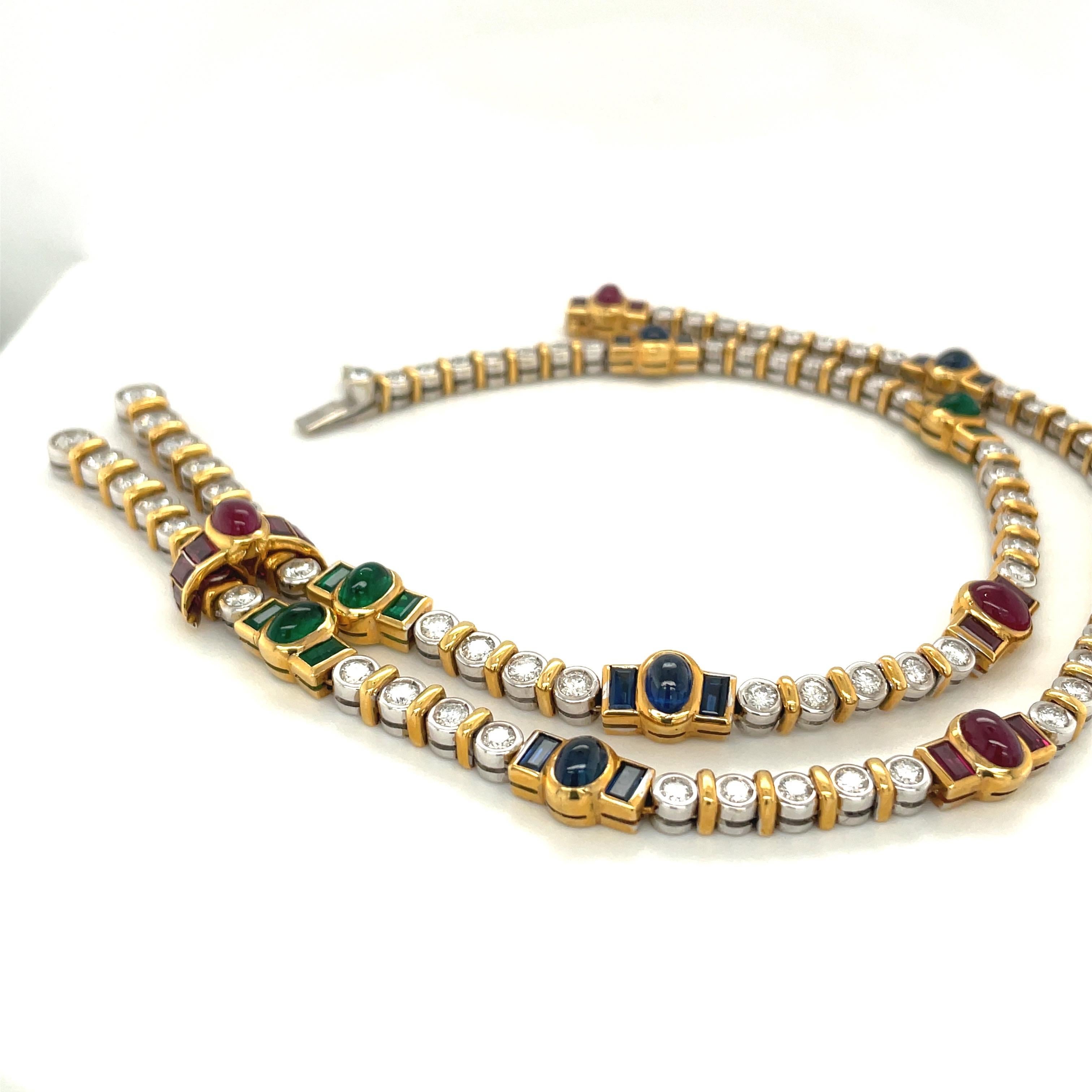 Barzizza 18kt WG/YG Diamond 5.13ct & Gem Stones 13.73 Ct Lariat Necklace For Sale 3