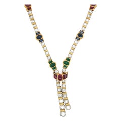 Barzizza 18kt WG/YG Diamant 5,13ct & Edelsteine 13,73 Karat Lariat Halskette