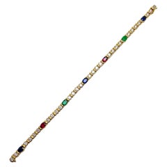 Bracciale Barzizza in oro giallo 18KT con diamanti, rubini, smeraldi e zaffiri