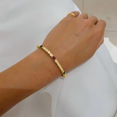 Barzizza 18KT Yellow Gold Bracelet with Diamonds, Rubies, Emeralds and Sapphires