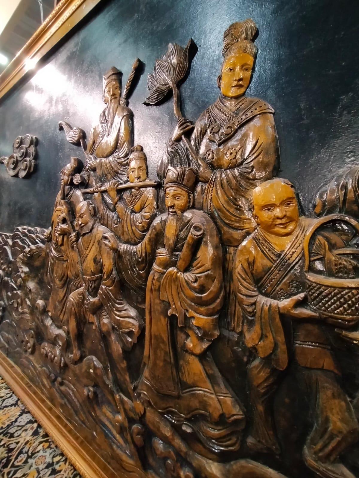 Intagliato a mano Bas-relief China, 1900 the Eight Immortals and the 