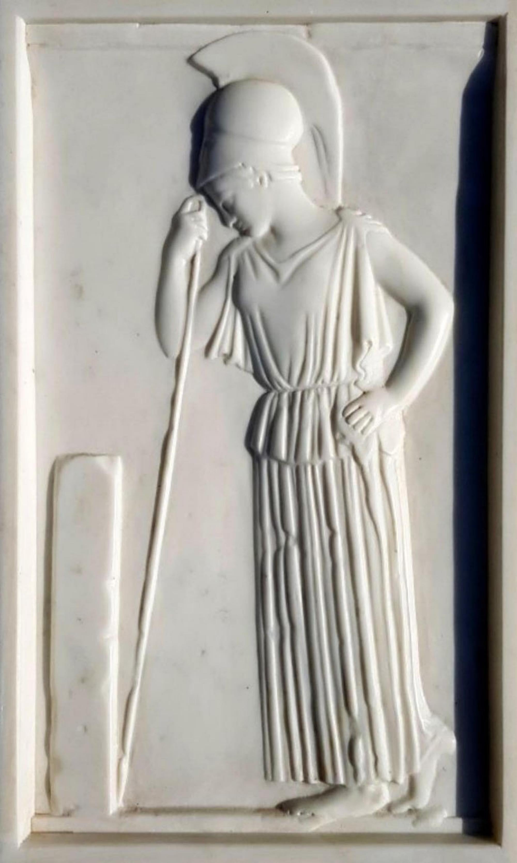 Bas-relief en marbre
Statuaire apuane d'Athéna pensante
Fin du 19ème siècle
Italie
Mesures : hauteur 51 cm
Largeur 30 cm
Epaisseur 3 cm - elle peut varier de 3 cm à 4 cm
Poids 9 kg
MATERIAL Marbre statuaire d'Apuane
Très bon état.