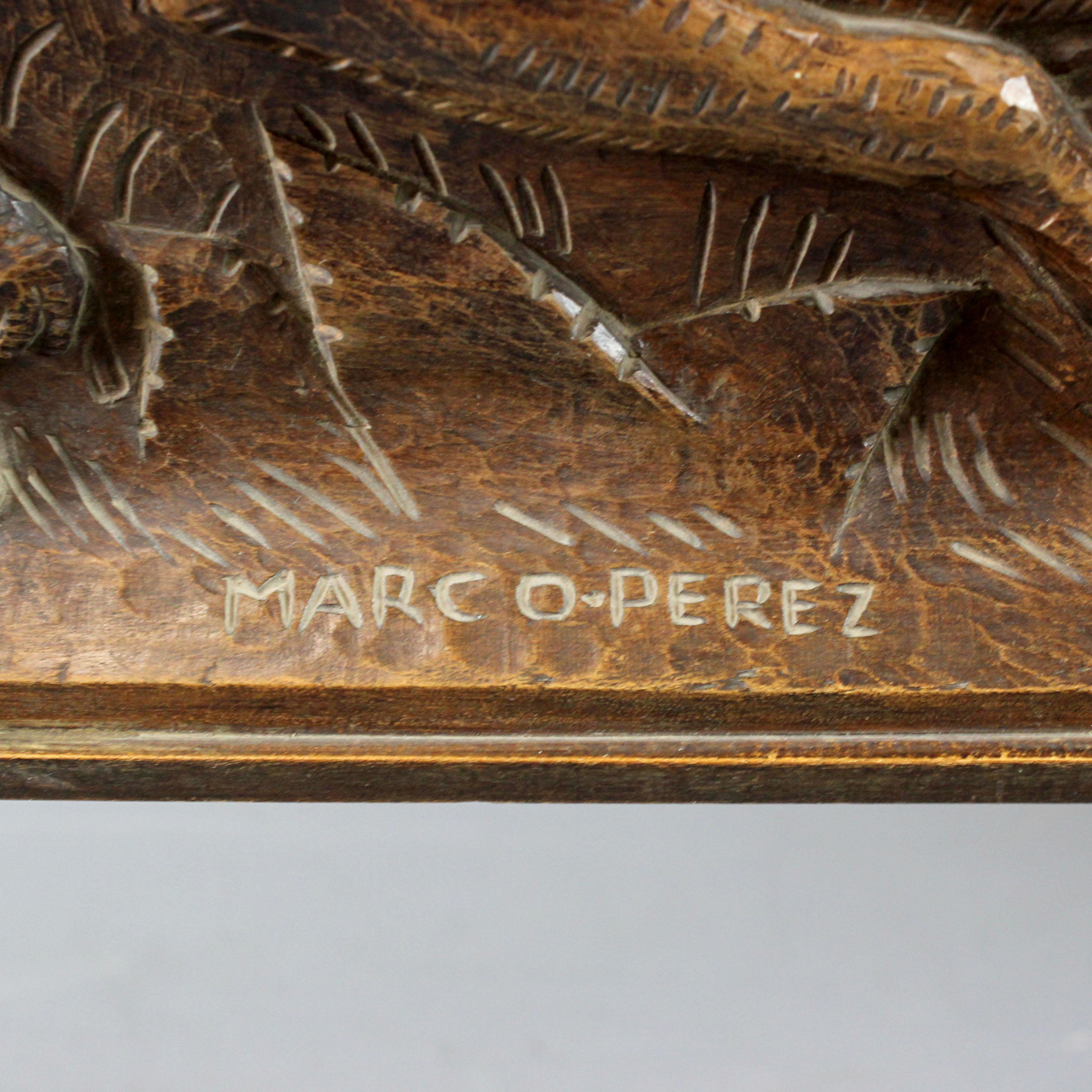 Spanish Bas-relief in oak wood - Luis Marco Pérez (1896-1983) - 20th century For Sale