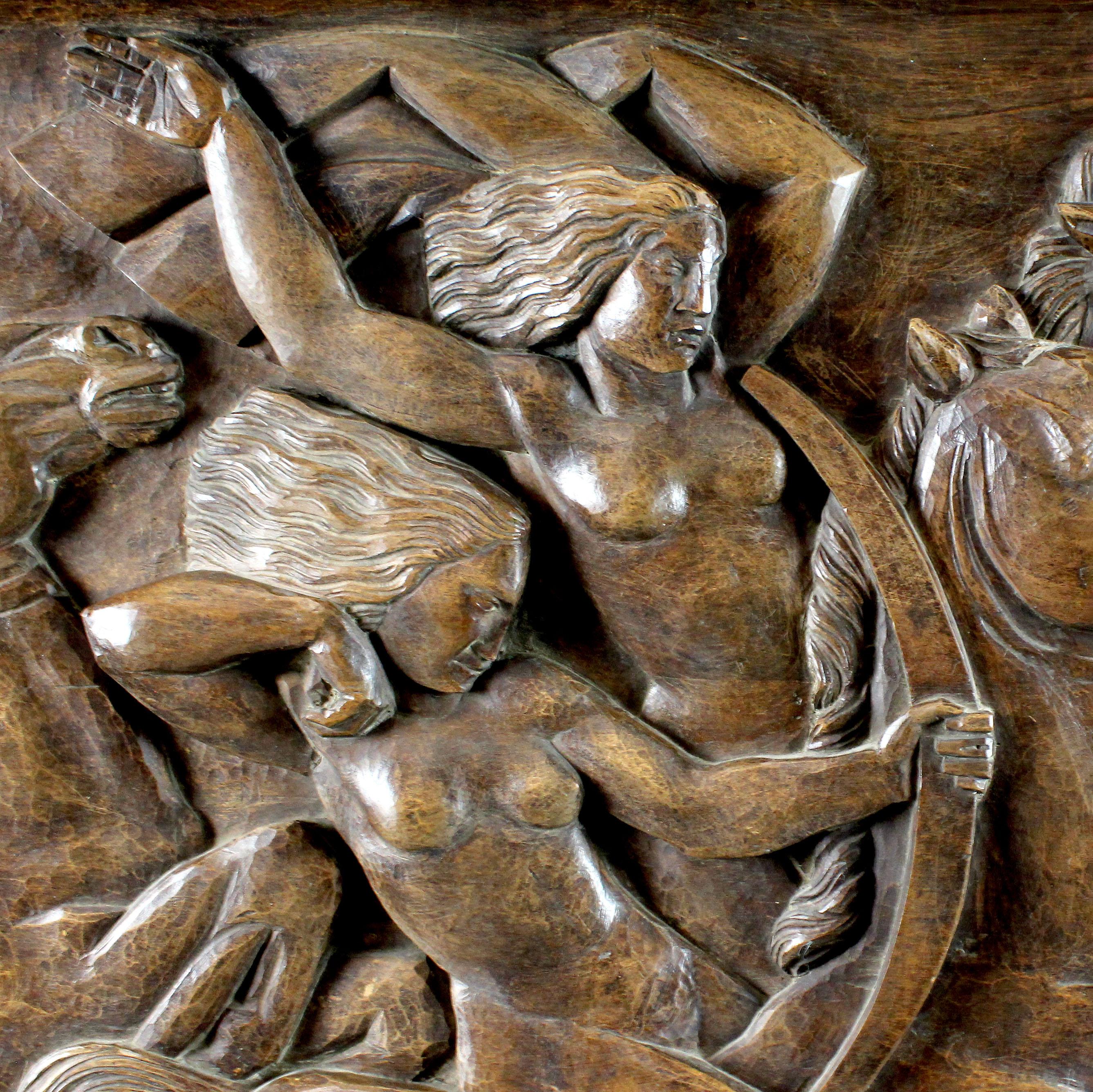 Bas-relief in oak wood - Luis Marco Pérez (1896-1983) - 20th century In Good Condition For Sale In Madrid, España