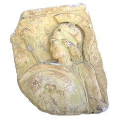 Vintage Bas-Relief in Patinated Plaster Representing Roman Guard, Europa Sec. xx