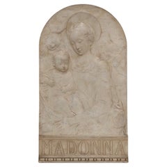 Antique Bas relief in stucco of Madonna with child by Antonio Rossellino, Italy ca. 1880