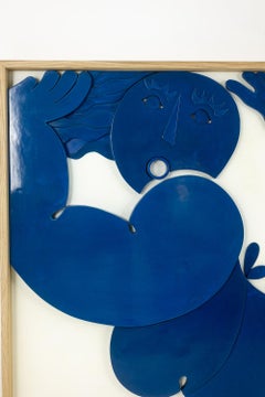 Bas-relief panel entitled “Je nage dans le bonheur”. Contemporary.