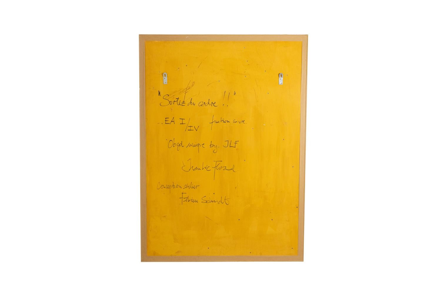 Basrelief-Tafel Sortez du cadre! aus Holz und oxidiertem Kupfer. im Angebot 6