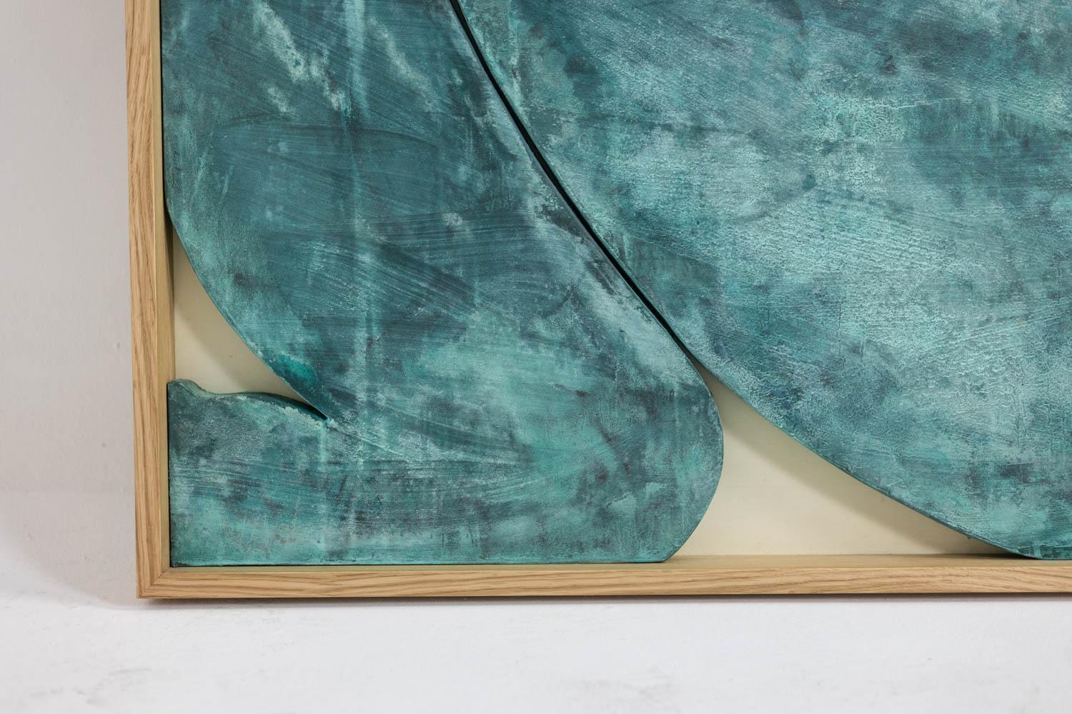 Basrelief-Tafel Sortez du cadre! aus Holz und oxidiertem Kupfer. im Angebot 1